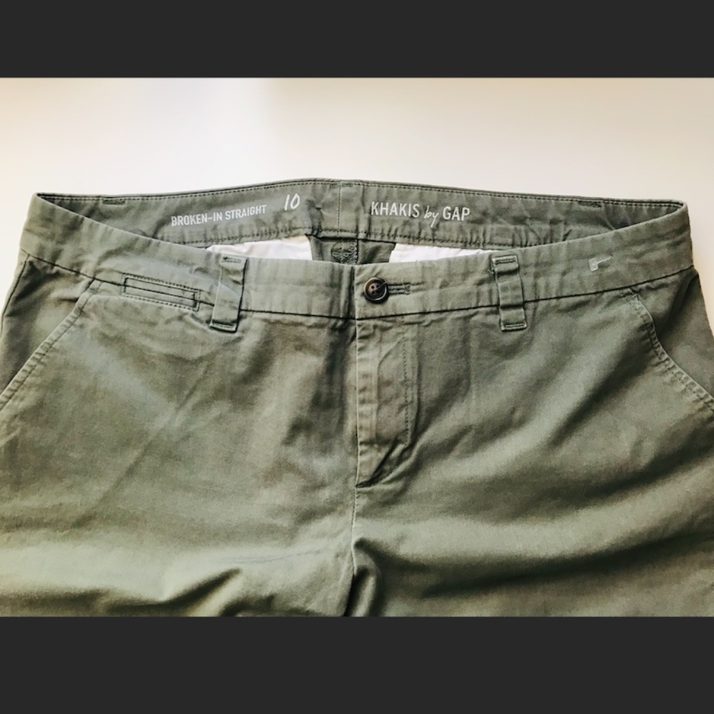 GAP Broken-In Khakis Army Green Straight Leg Chino Pants Size 10 - Picture 4 of 5